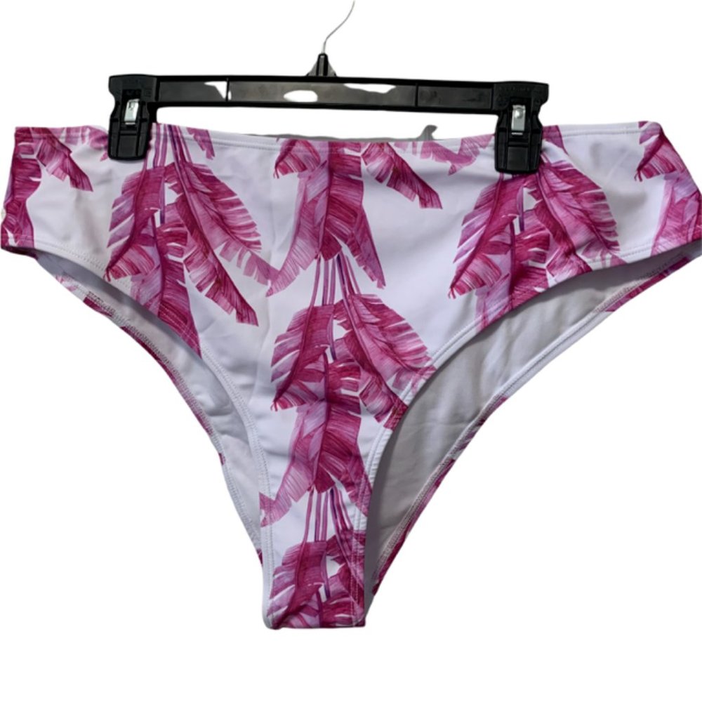 Pink and White Leaf Bikini 4XL - Picture 4 of 7
